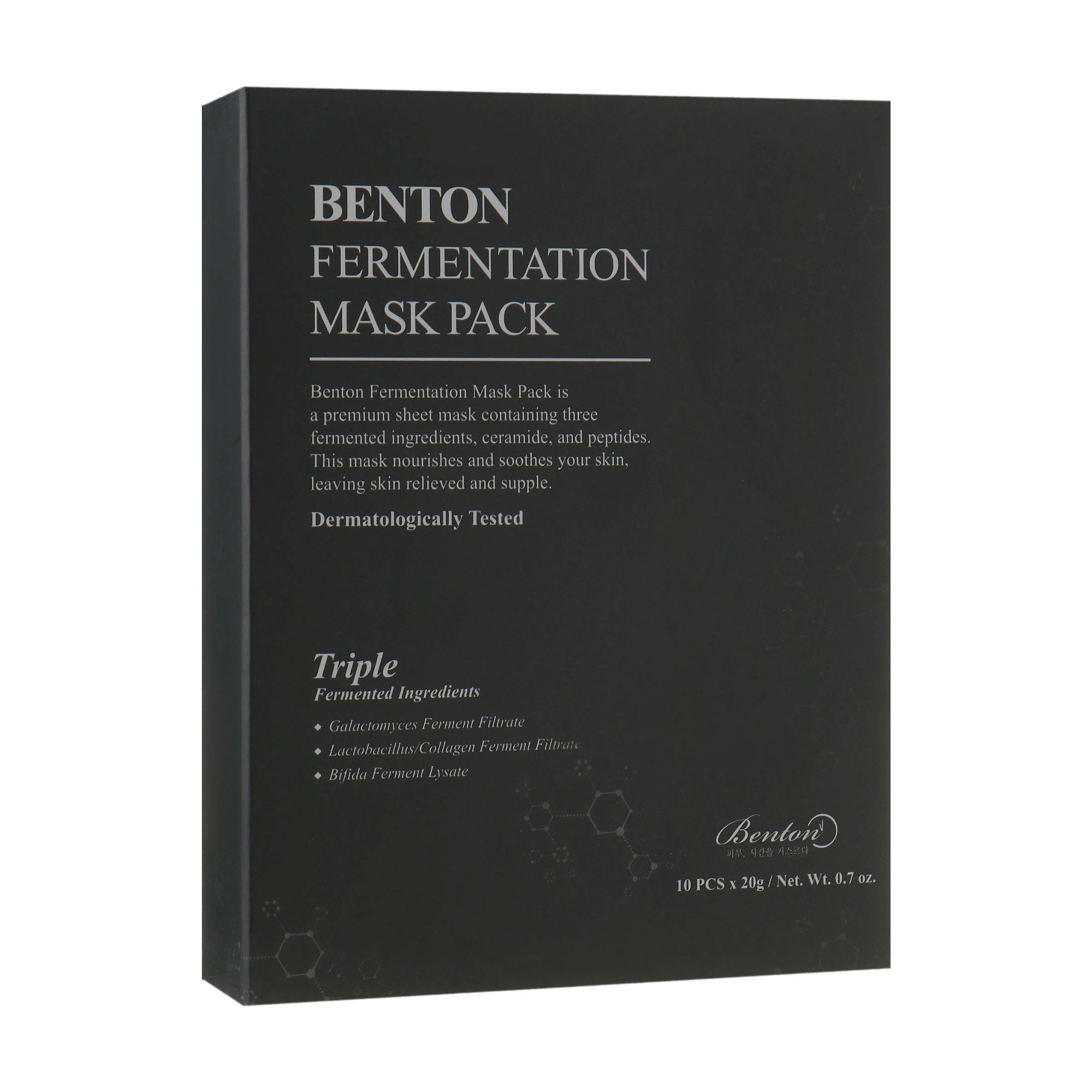 Набір тканинних масок для обличчя Benton Fermentation Mask Pack з ферментованими компонентами та пептидами, 10 шт